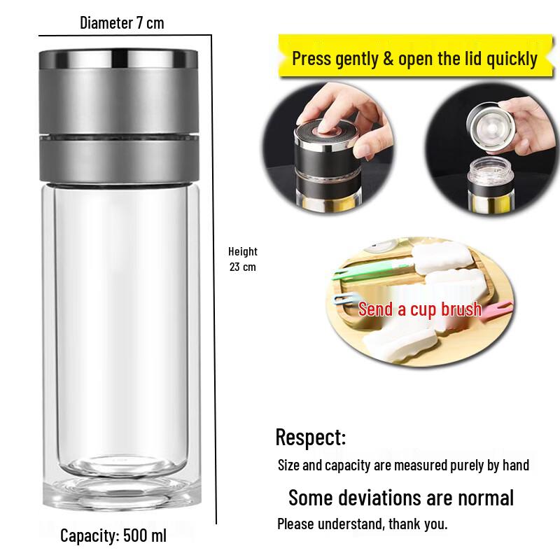 Shangqi Double-Layer Glass Quick-Open Portable Cup