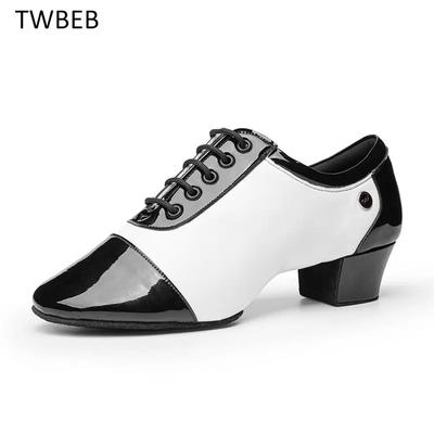 TWBEB Nowe Nowoczesne Męskie Buty do Tańca Towarzyskiego Tango Latin Mężczyzna Dzielona Podeszwa Miękka Wewnętrzne Czarne Białe Buty dla Dzieci Chłopców do Tańca Kwadratowego