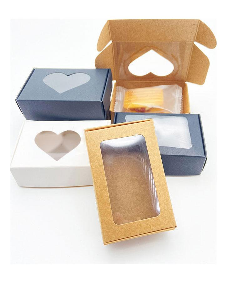 25KS Kraft papírová krabička s průhledným okénkem Domácí krabičky Dárky Balení Krabičky na sušenky Balení Krabička bonboniéra Dárek k narozeninám