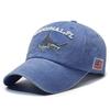 Berretto da Baseball Unisex Lavato Lettera Ricamata 3D Cappello Squalo Bandiera Americana Berretto Visiera Anatra Regolabile Retrò Streetwear