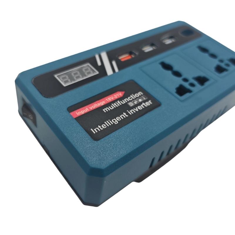 Multiple Port USB Charging and Power Converter 18-21V to 220V Featuring 2 Alternating Current Outlets 3 USB Port 1 Type C