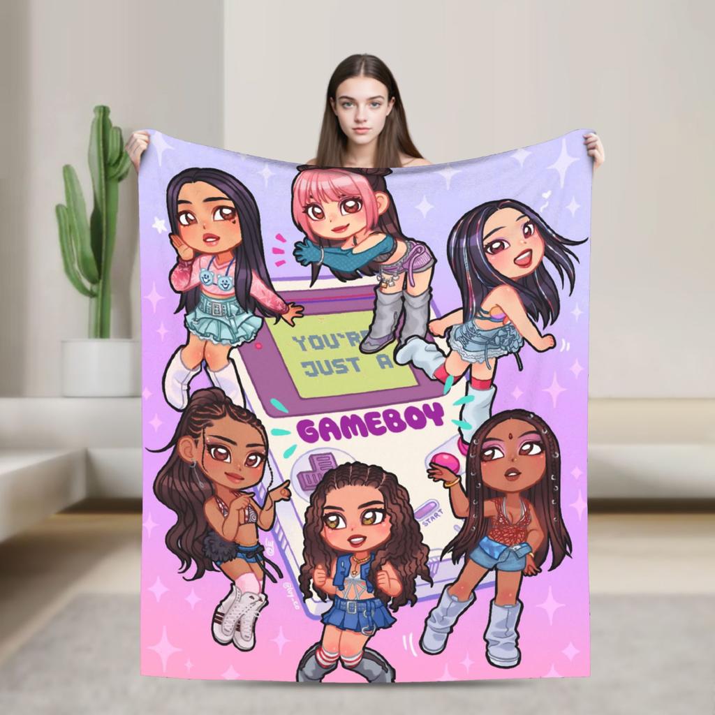 Katseye Kpop Flannel Blankets Winter Soft Durable Bedding Throws for Children Outdoor Graphic Bedspread Sofa Bed Cover