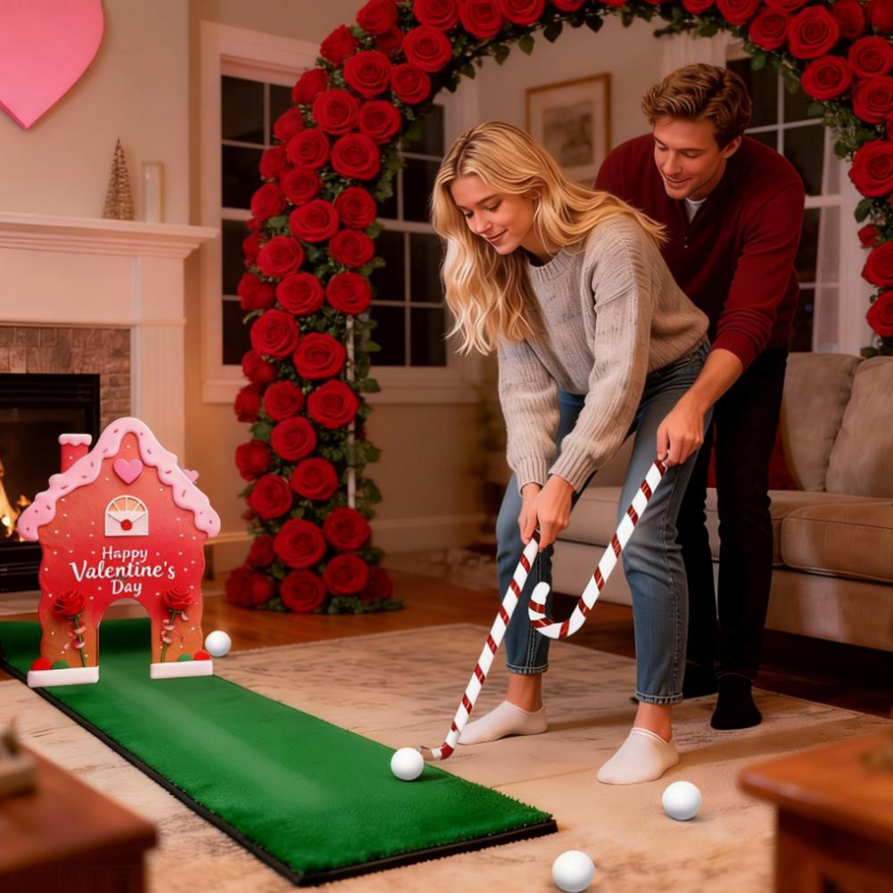 Zestaw do golfa z piernika Dekoracja świąteczna do golfa Zestaw do mini golfa z piernika z kijami w kształcie laski cukrowej Piłkami Impreza świąteczna Wewnątrz