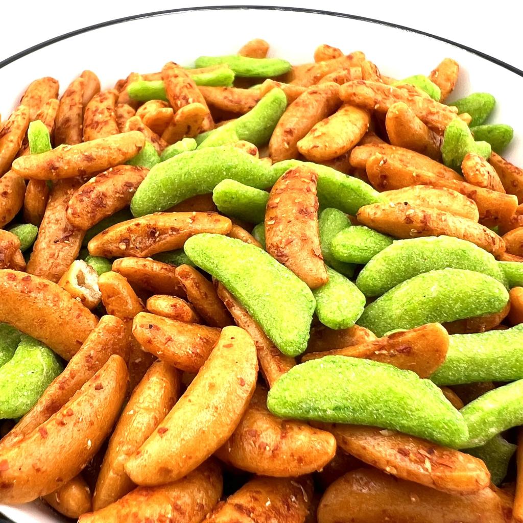 Happy Company Super Spicy Snacks Kakinotane Fujin Raijin 110g X 1 Set Spicy Piquant Chili Super Spicy Wasabi Super Spicy Kakinotane Chili Pepper a