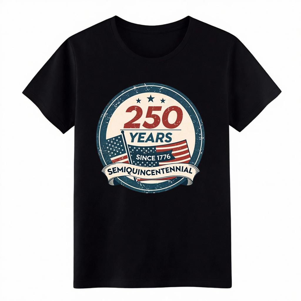 Vintage USA 250th Semiquincentennial Graphic T-Shirt-Patriotic Flag Unisex Tee