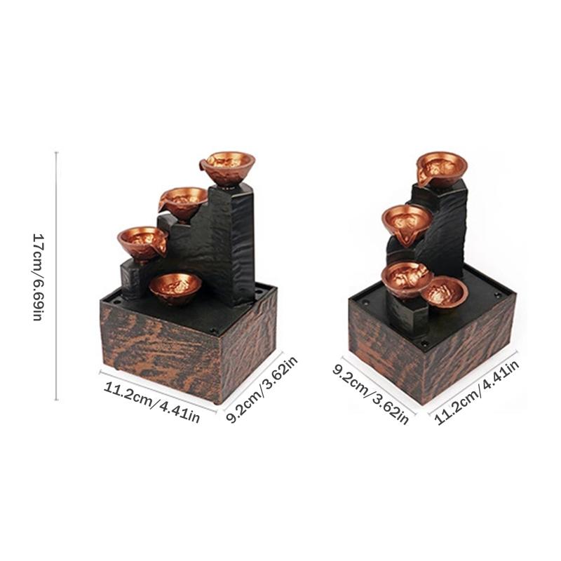 Tabletop Fountain Small Waterfall Fountain Desktop Decor With Light And Pebble Usb Powered Sound Relaxation Fountain Ornament