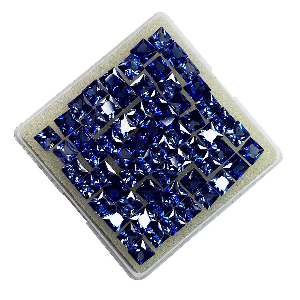 12.00 Ct Square Cut Natural Blue Sapphire Certified Loose Gemstone 5x5 mm Lot