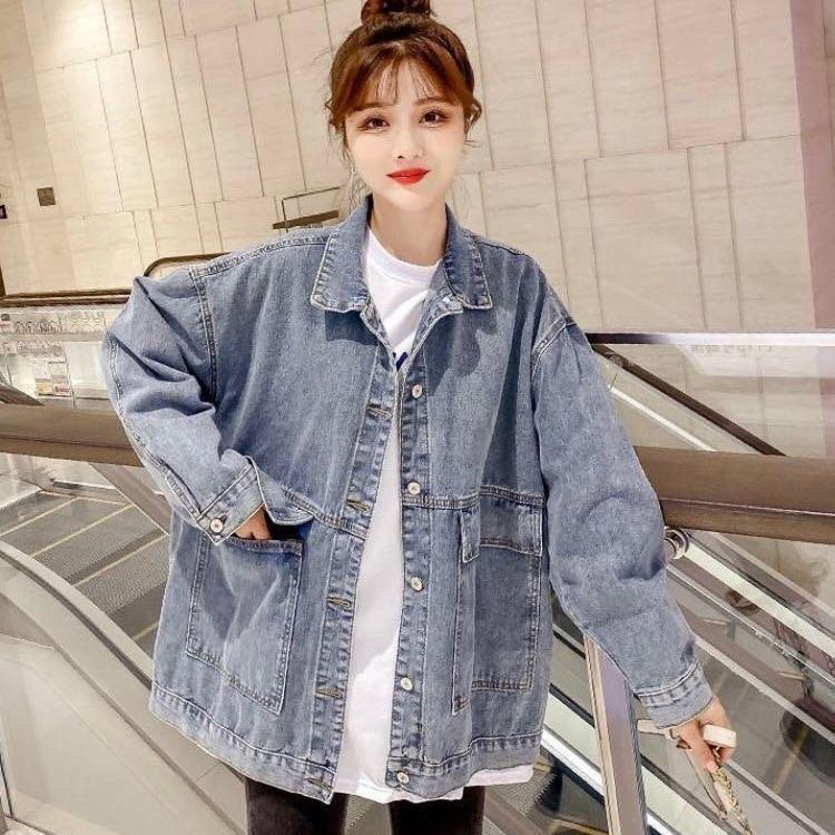 

Джинсовая куртка свободного кроя в стиле ретро Гонконг с карманами 3XL синий