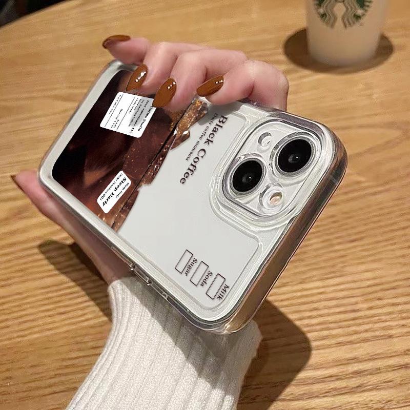 Ice Coffee Phone Case For iPhone 15 Pro Max Case iPhone 13 14 11 12 Pro Max XR XS X 7 8 Plus SE Shockproof Lable Y2k Star Cover