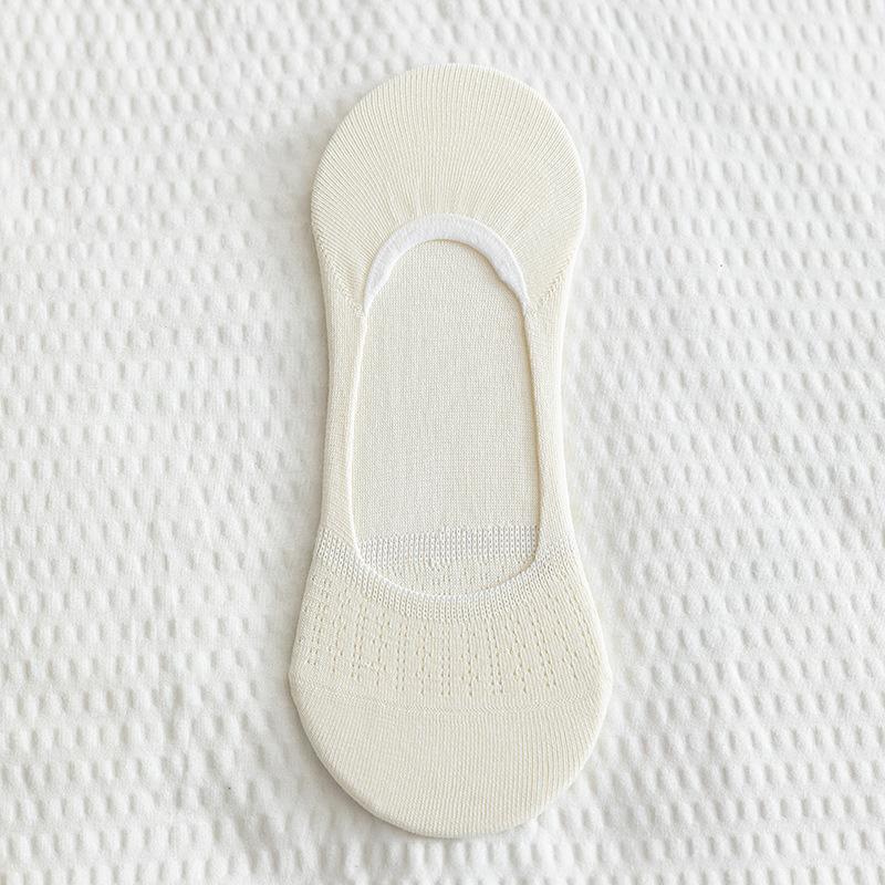 

Летние женские носки-невидимки с низким вырезом, однотонные, универсальные, противоскользящие носки с не скатывающейся пяткой, тонкие сетчатые короткие носки из чистого хлопка 1 pair молочный белый