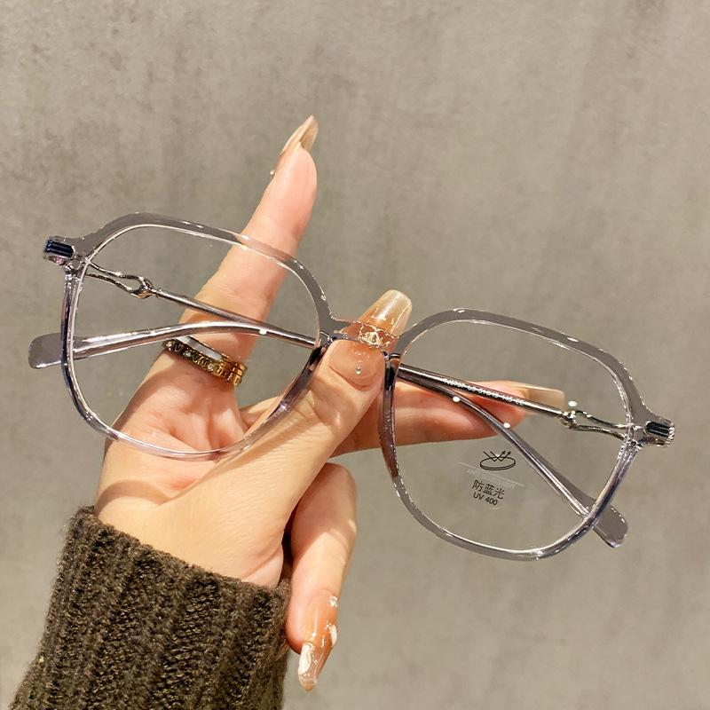 Round Face Glasses For Women With Myopia Can Be Matched With Degrees, Plain Face And White, Cold Brown Eye Frame, Frame.