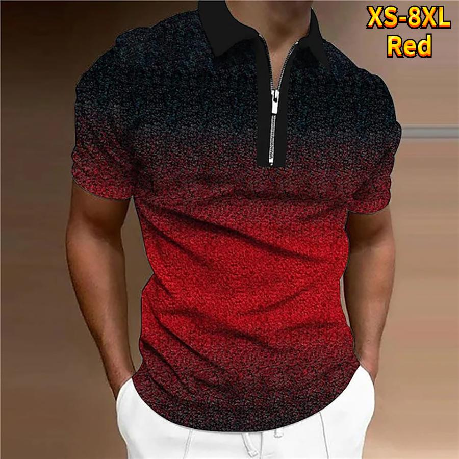 

Повседневная футболка с лацканами, молодежная мужская модная футболка на молнии, футболка с коротким рукавом, мужская футболка с 3D градиентным принтом 8XL