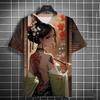 Men's T-shirt 3D printed anime goddess back tattoo print T-shirt casual loose short sleeved T-shirt men's home clothing top