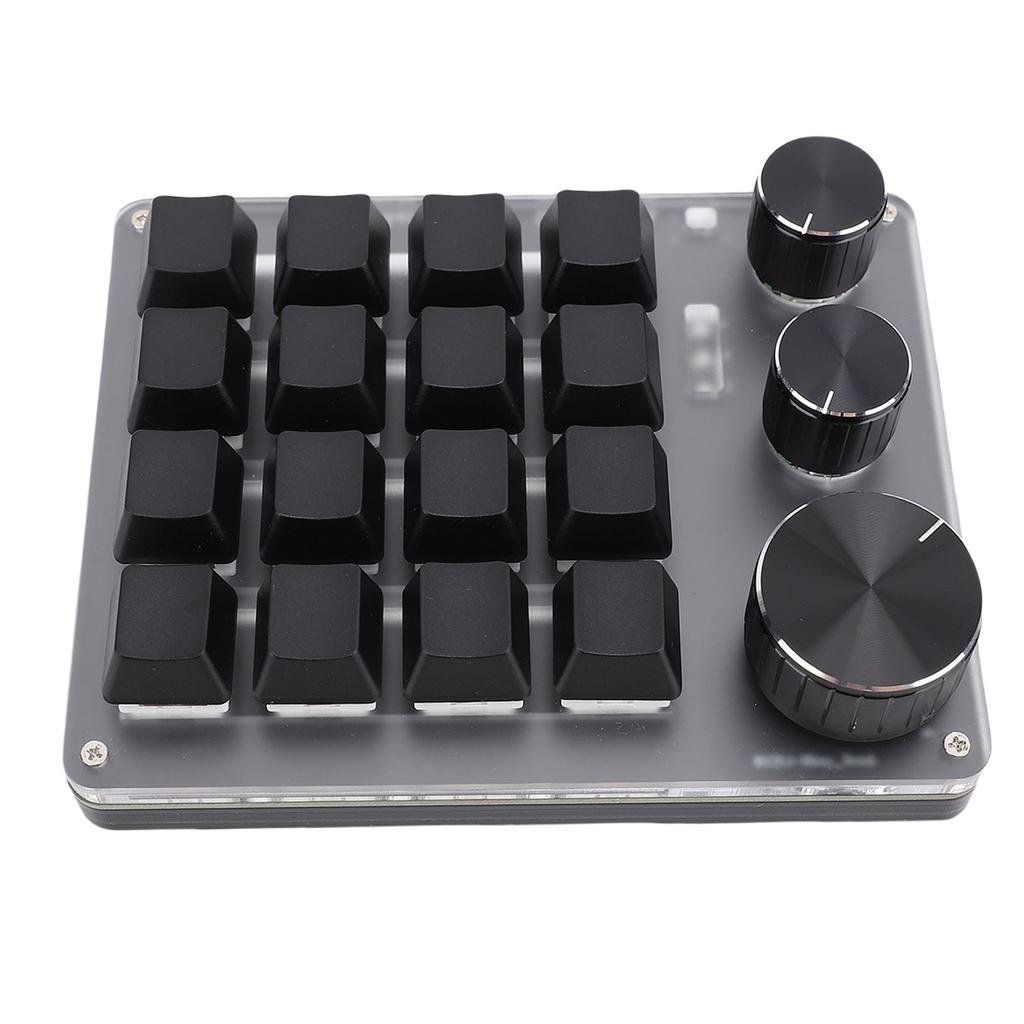 Tastatur 16 Tasten 3 Drehregler 2,4G Kabelgebunden 3 Modi Rot Mechanisches Tastaturfeld Anpassen