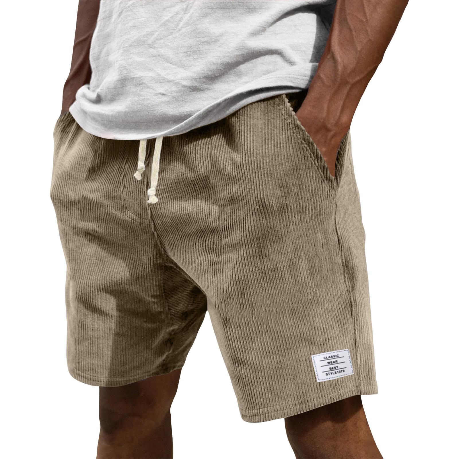 Sdwen Casual zomershorts voor heren, modieuze sportieve shorts met textuur. L kaki
