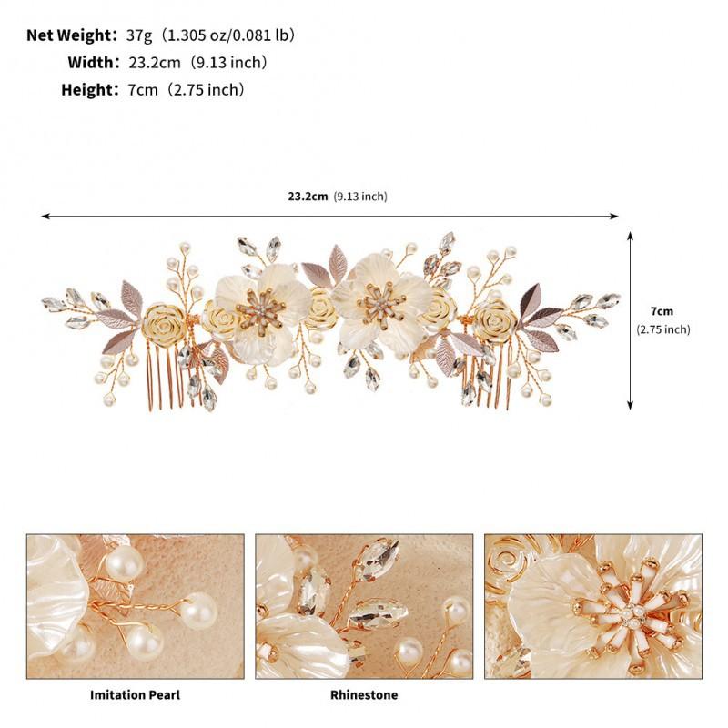Weiße Acrylblume Braut-Kopfschmuck Reiner Handgemachter Perlen-Haarkamm Westlicher Hochzeitskranz Doppelband