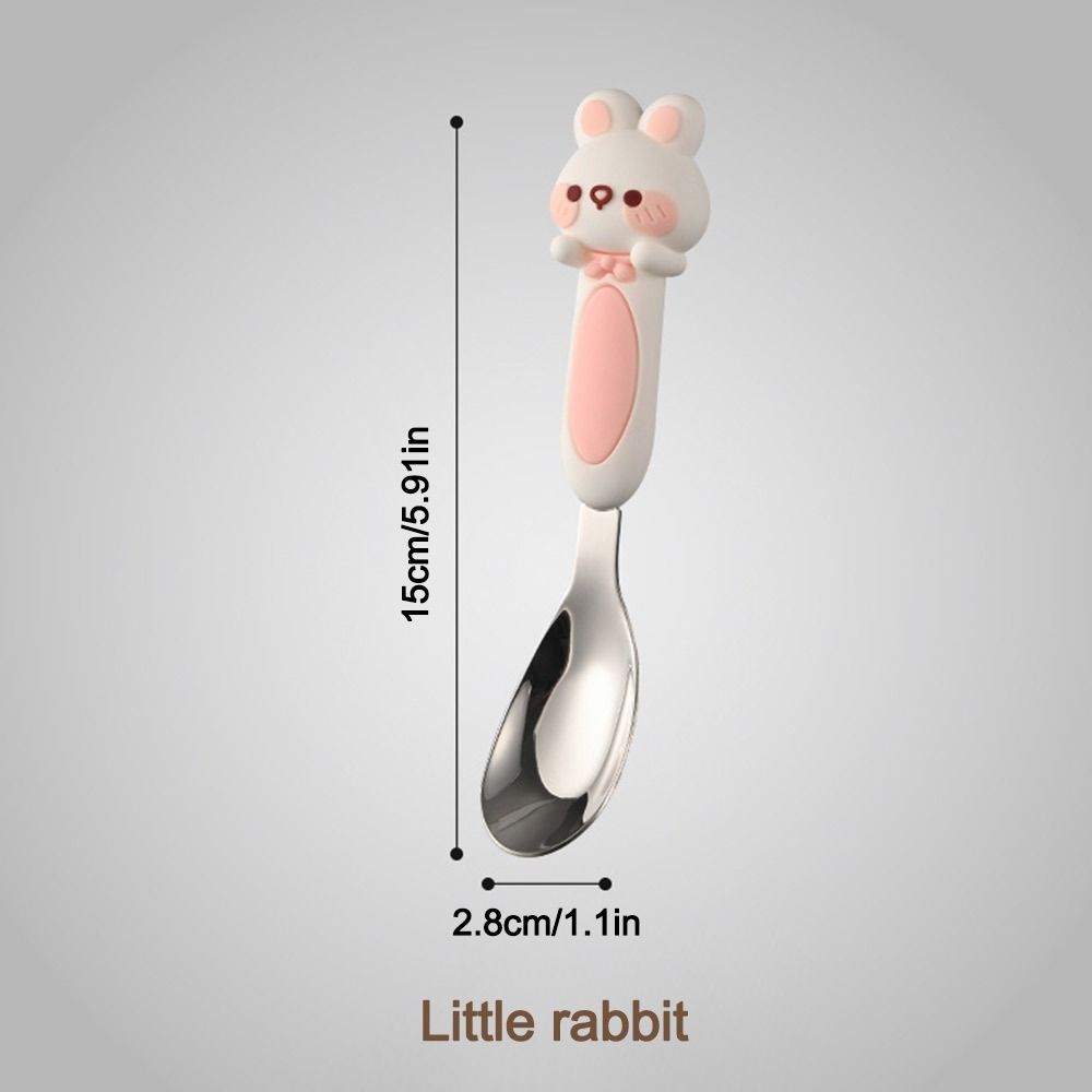 

Силиконовая детская столовая ложка из нержавеющей стали 316, углубленная суповая ложка, креативная ложка для помешивания rabbit