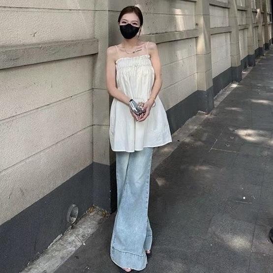 Summer new small man wear sleeveless suspender top women's clothing American black ins trendy small vest outside