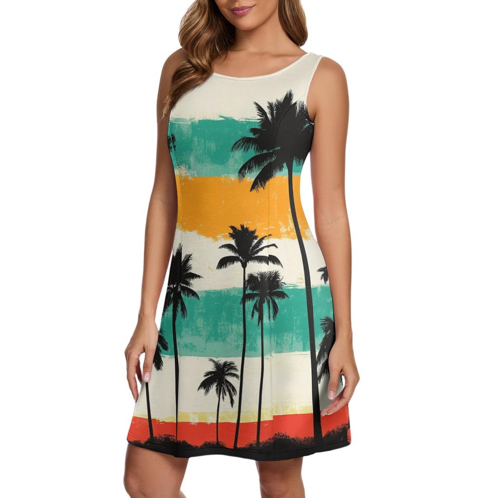 Women's Casual Fashion Beach Printed Tank Dresses
