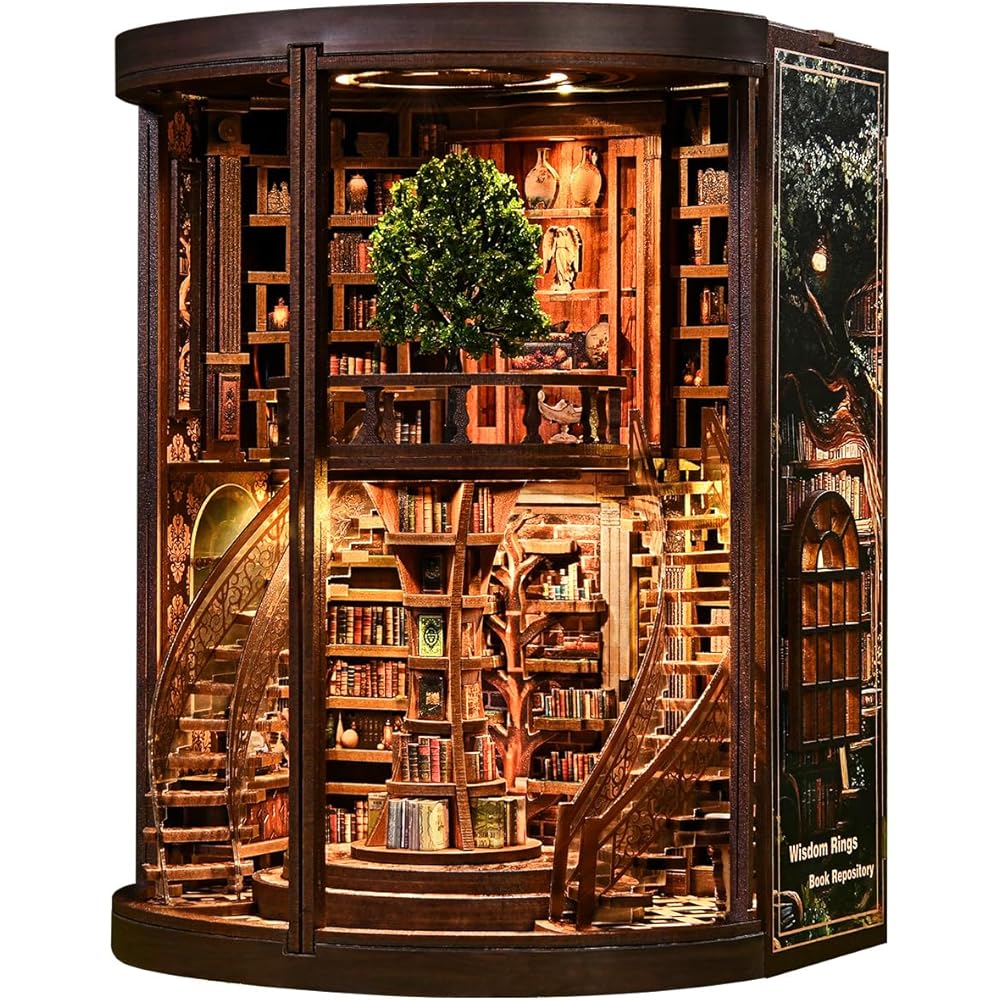 CRESYMME Miniature Dollhouse Book Nook Kit Wooden DIY Craft Hobby 3D Model
