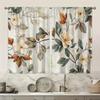2PC Cream Magnolia Branch Sheer Curtains - Soft Earthy Botanical Print Window Drapes for Living Room Bedroom Decor