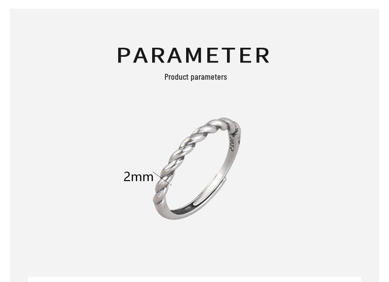 925 Sterling Silver Adjustable Twisted Ring for Women - Minimalist Index Finger Band