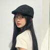 Spring new Korean retro lace pattern embroidery forward hat big head showing face small beret