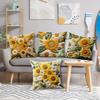 2D Sunflower Plush Pillow Cover 45x45cm Floral Retro Custom Printed Modern Home Decor
