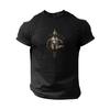 Men'S T-Shirt Featuring a Spartan Warrior Design from Greek History, Showcasing a Spartan-001 Headshot And Spears. This Breathable Short-Sleeve