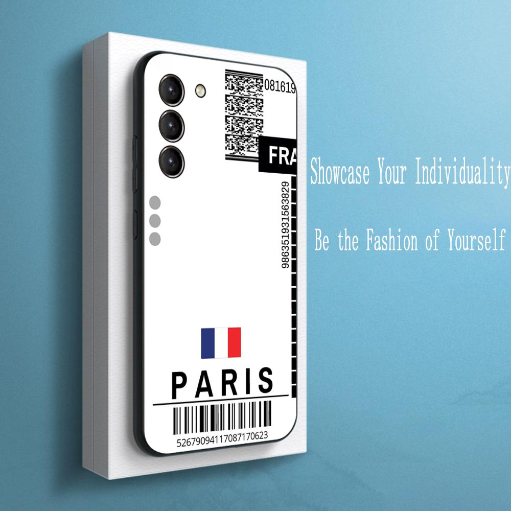 

Plane ticket Fashion creative design Phone Case For Samsung Galaxy S25 S24 S23 S22 S21 S20 Plus Ultra Note20 Soft Black Samsung S20