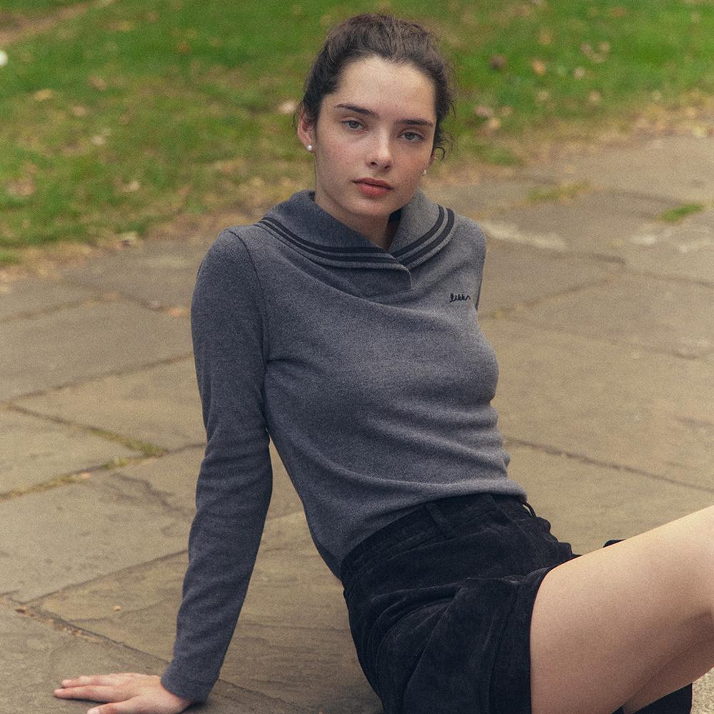 Rick Two-Stripe Collar T-Shirt (Charcoal Grey) Charcoal Gray/Xs
