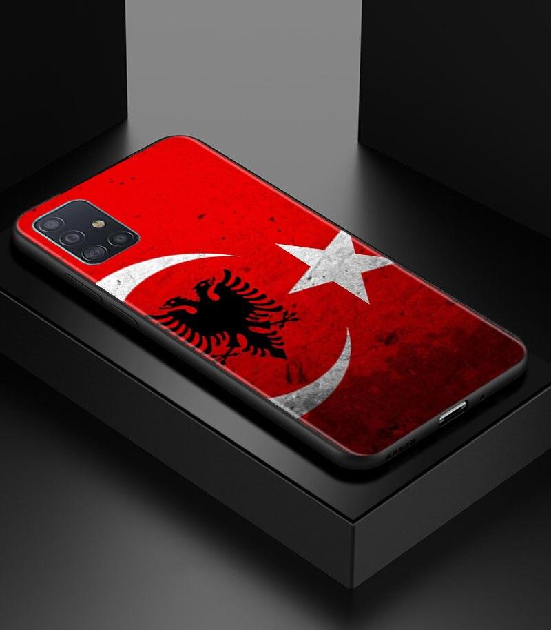 Albania Flag Bear Skeleton Phone Case for Samsung Galaxy A51 A71 A21S A12 A11 A31 A52 A41 A32 5G A72 A02S Silicon Back Cover