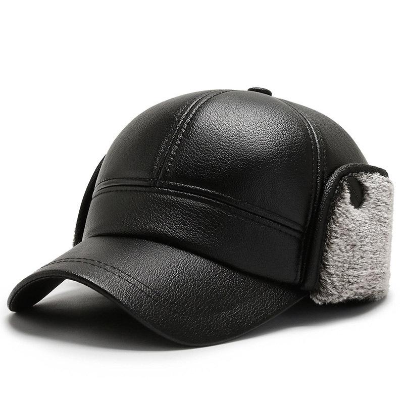 

Новая кожаная шляпа средняя и старая зимняя теплая утолщенная папина шляпа для занятий спортом на открытом воздухе защита от холода кепка мужчина one size fits all серый