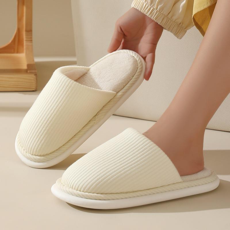 New Household Slippers Home Non-slip Flat Bottom Couple Simple Autumn and Winter Warm Cotton Slippers Men