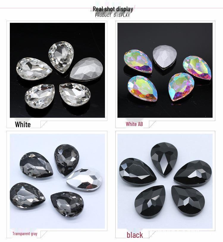 Acrylic Teardrop Rhinestone for DIY Hotfix Accessories