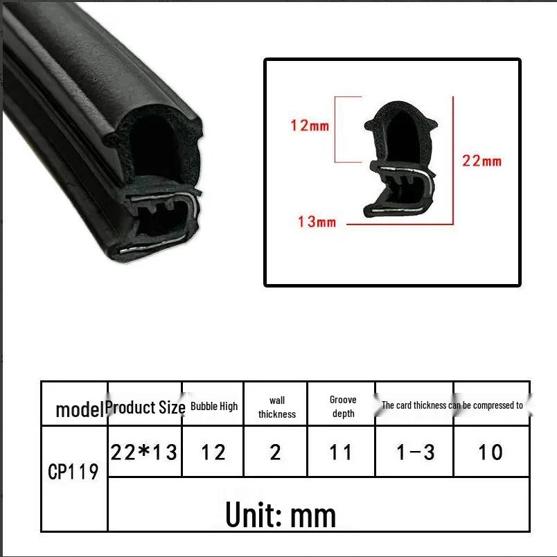 U-Shaped Rubber Steel-Backed Sealing Strip for Car Doors and Cabinets