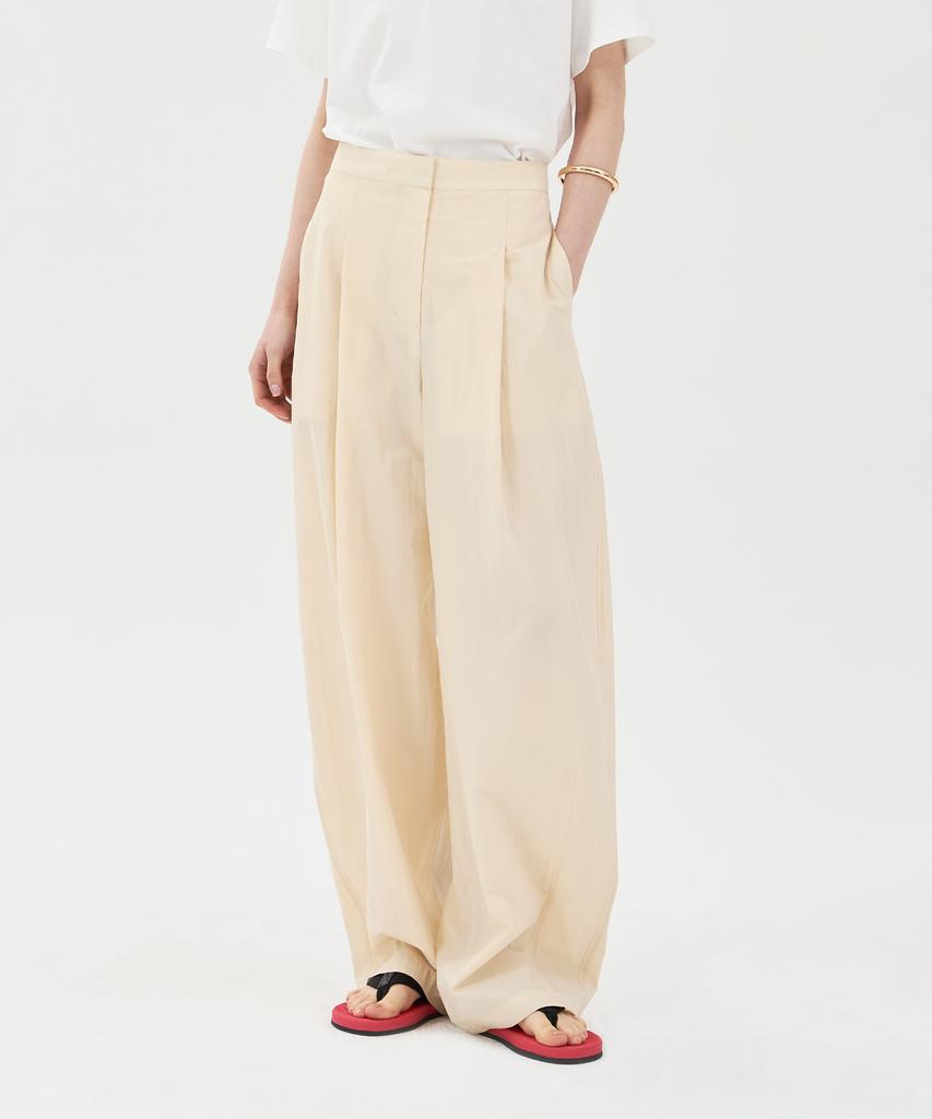 PINBLACK Tuck Detail Wide Fit Pants Beige