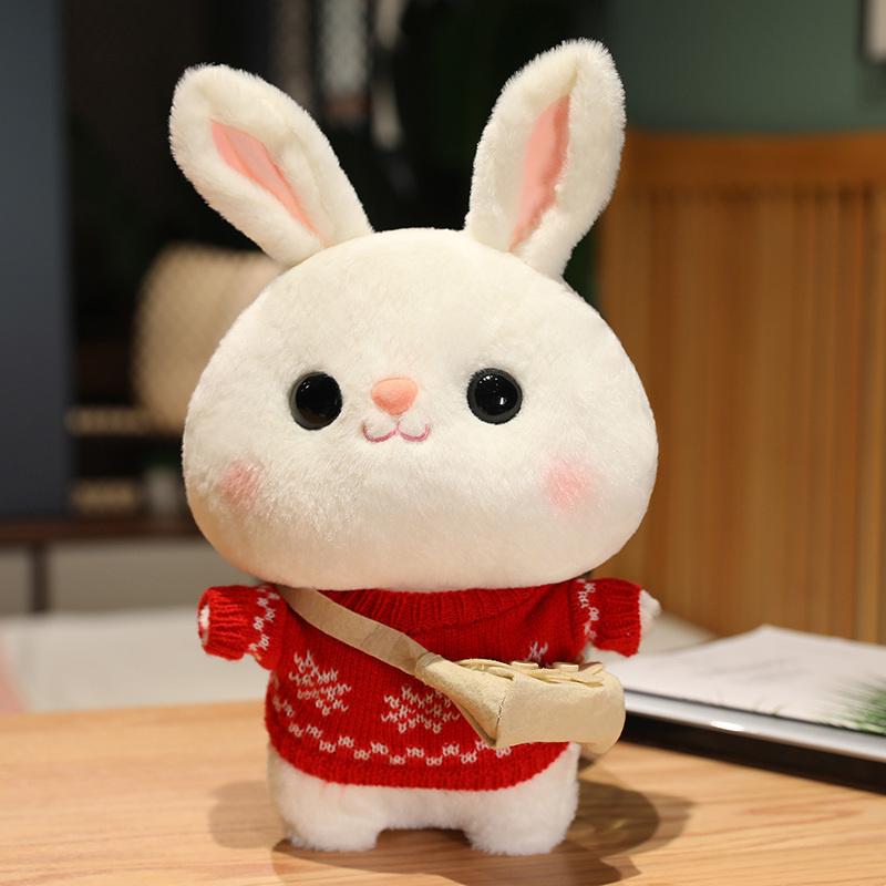 Weiches Kaninchen Lalafanfan Kaninchen Café Mädchen Plüschtier Niedlich 30cm Kawaii Lalafanfan Puppe mit Brille mit Kleidung Spielzeug Geschenk