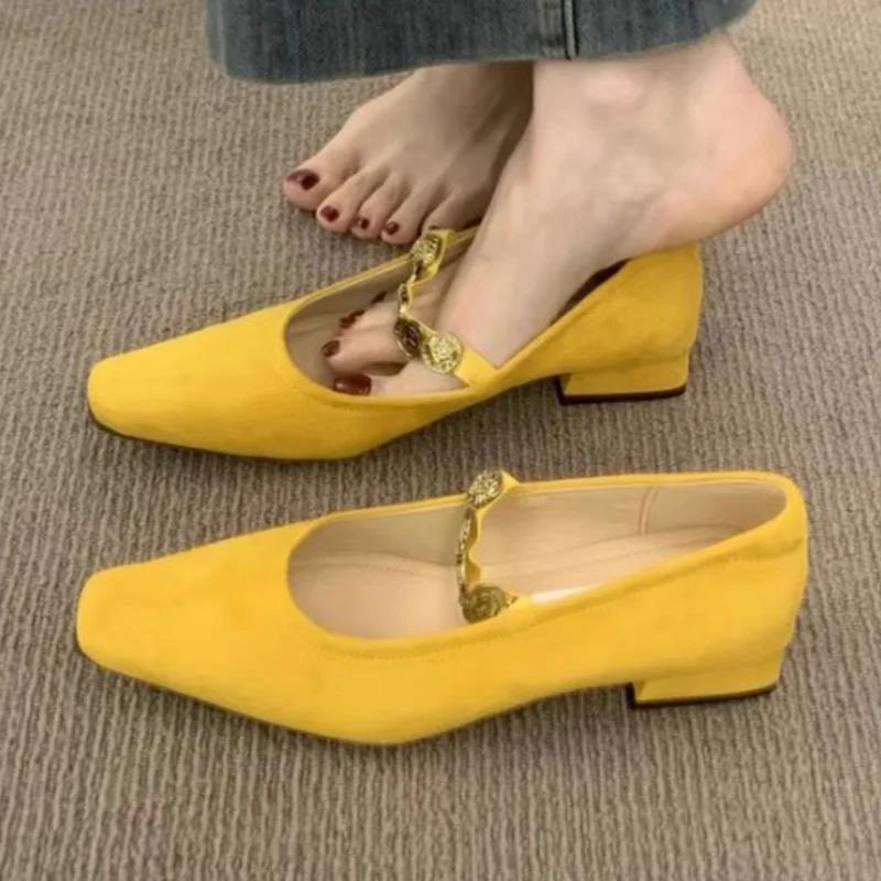 Fashion Square Toe Women Loafers Shoes Summer Casual Heeled Shoes Dress Lolita Fashion Sandals 2025 Trend Brand Retro Female Zapatillas
