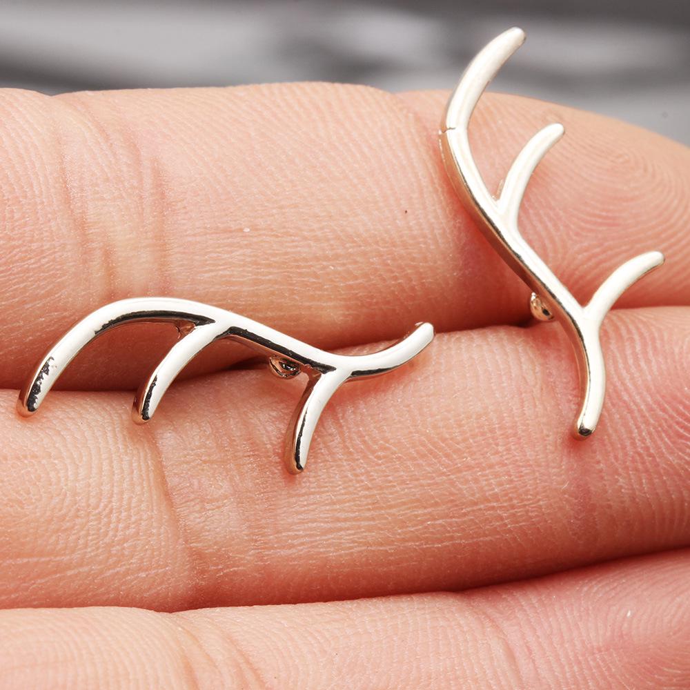 Women Simple Sweet Style Earrings Small Exquisite Cute Antler Earrings