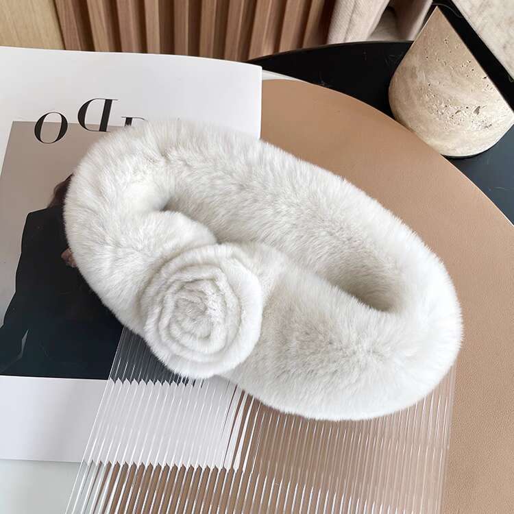 

Winter Real Rex Rabbit Fur Scarf Fashion Magnetic Buckle Fur Neck Warmer Thickened Natural Fur Scarf Luxury Camellia Fur Scarf 49cmx7cm
