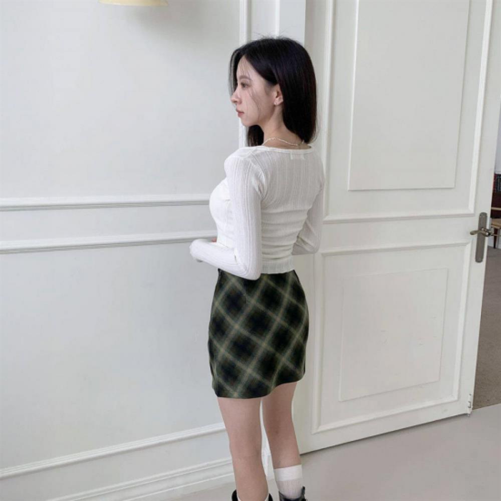 New Arrivals Open Run Women Ribbed Shoulder Strap Layered Long Sleeve Knitwear