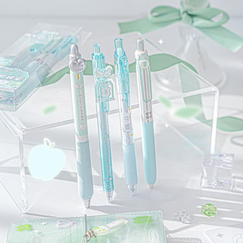 4PCS Ergonomic Handle Gel Inks Pen Refillable Retractable Gel Pen with Plastic Clip 0.5MM Black Inks for Office School