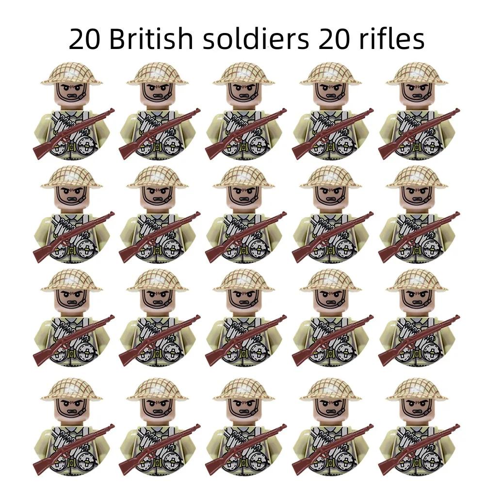 20Pcs/Set WW2 Military Soldier Array Soviet US UK France Japan Canada Italy China Building Blocks Action Figure Bricks Kids Toy