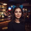 Fabric Wrapped Halloween Cat Ear Headband Shinny Cosplay Cat Ear Headpiece  Adult