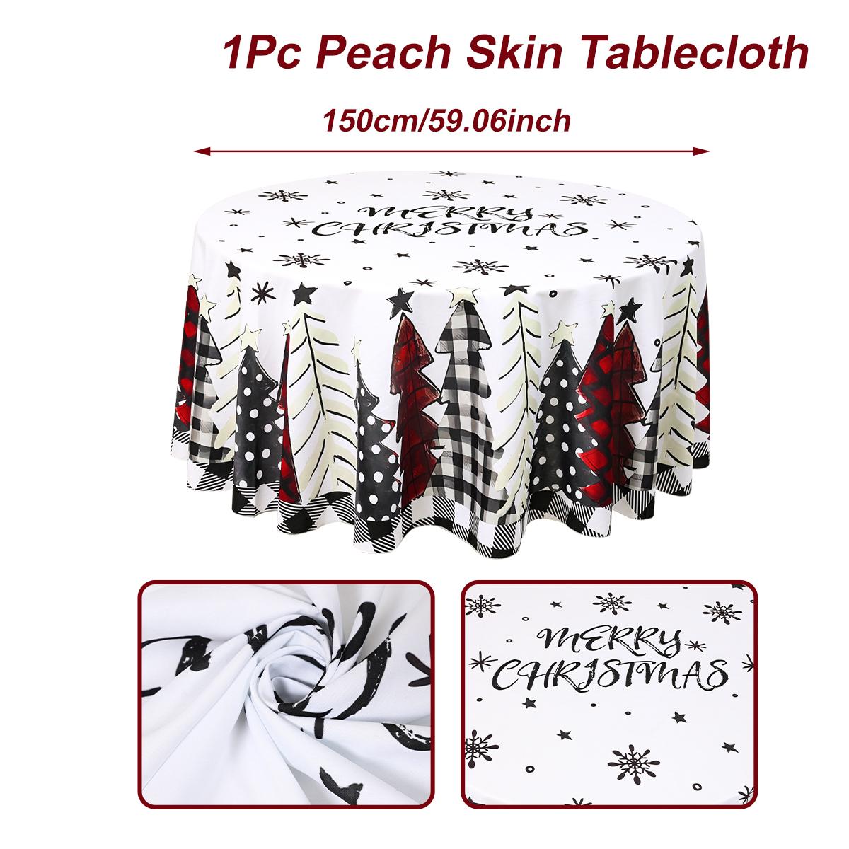 

Christmas Tablecloth Happy 2026 New Year Home Table Decoration Christmas Tree Printed Tablecover Xmas Navidad Party Supply Gift білий