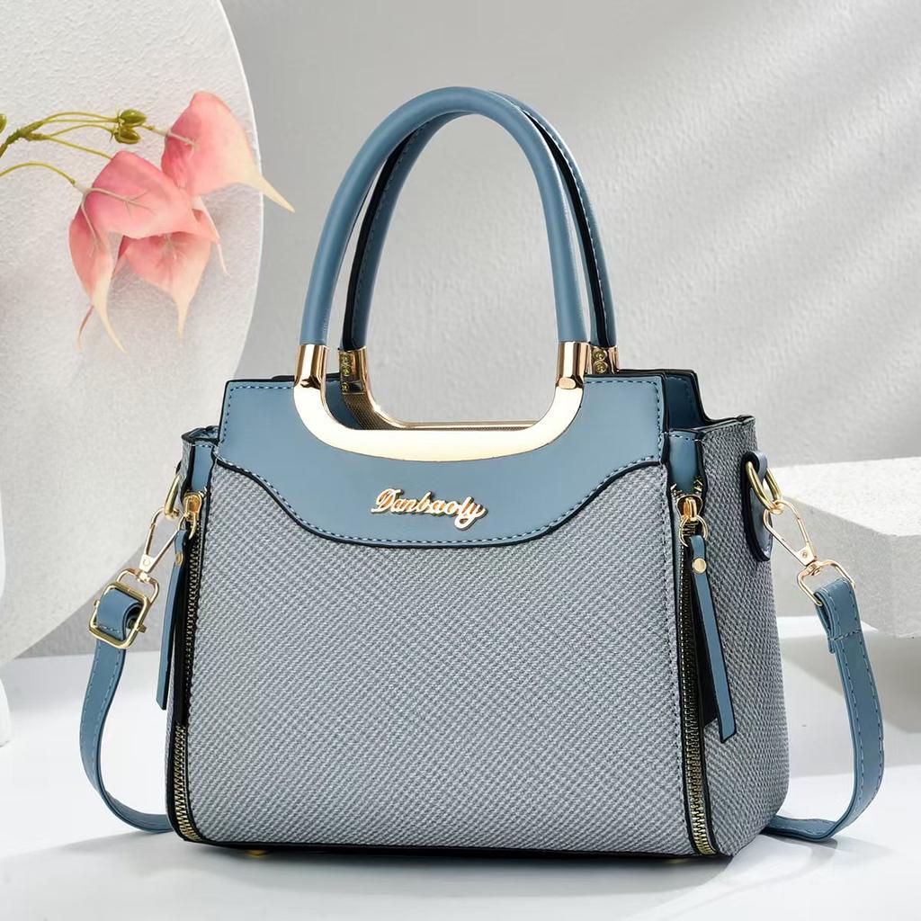 New Canvas Splicing Fashion Handbag High Appearance Level Large Capacity All-in-one Shoulder Bag Canvas Texture Female Bag