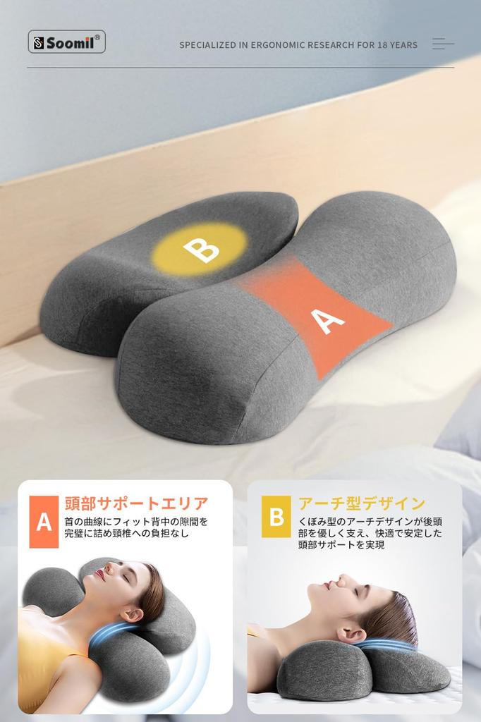 Soomil Memory Foam Neck Supervised by Sleep Relieves Neck Comfortable Sleep Reduces Neck and Shoulder Washable Birthday Gift for Men and Day Gift