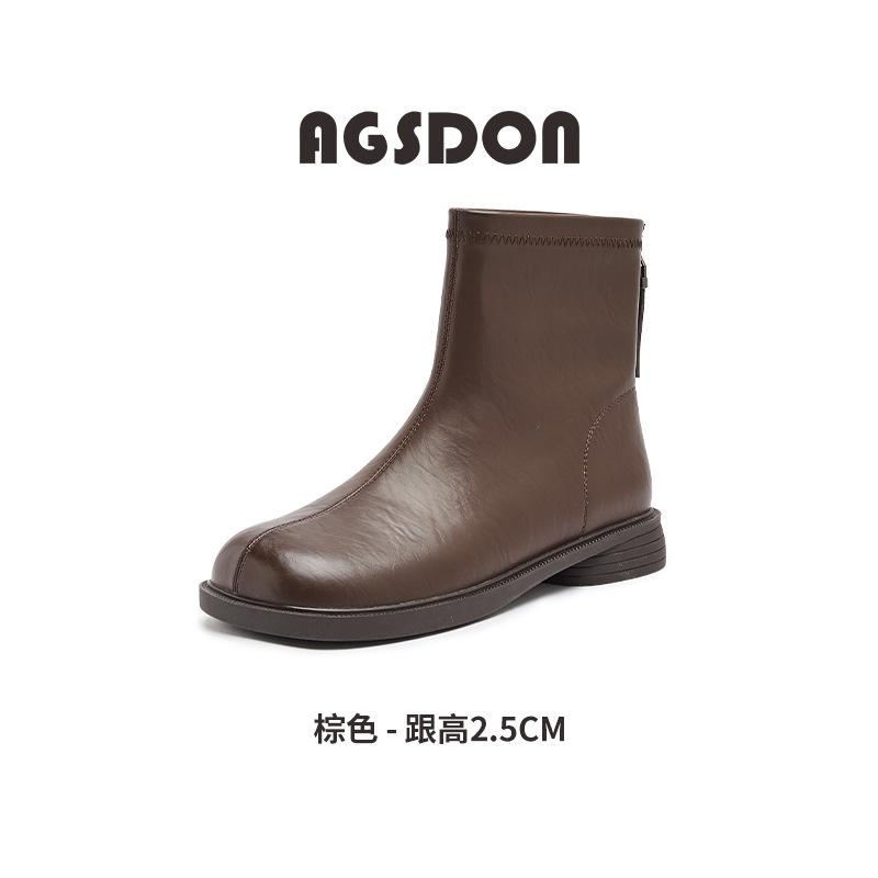 Augustine Black Short Boots Women's 2025 New Autumn Retro Thin Boots British Style Martin Boots Spring and Autumn Single Boots