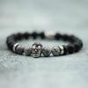 Vintage Skull Bracelet For Men 8mm Black Onyx Stone Beaded Braslet Gothic Pirate Braclet Birthday Present For Boyfriend Pulseras